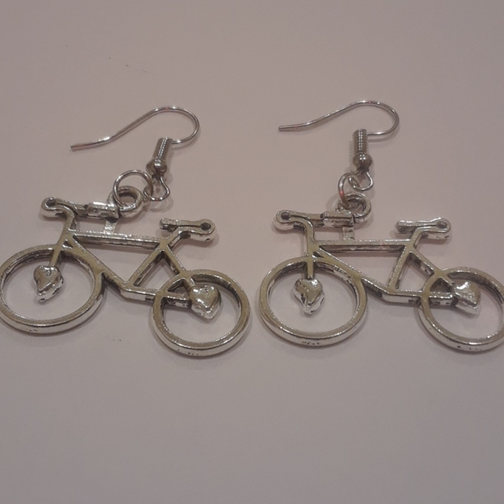 Handmade Beautiful Silver Plated Bicycle Earrings